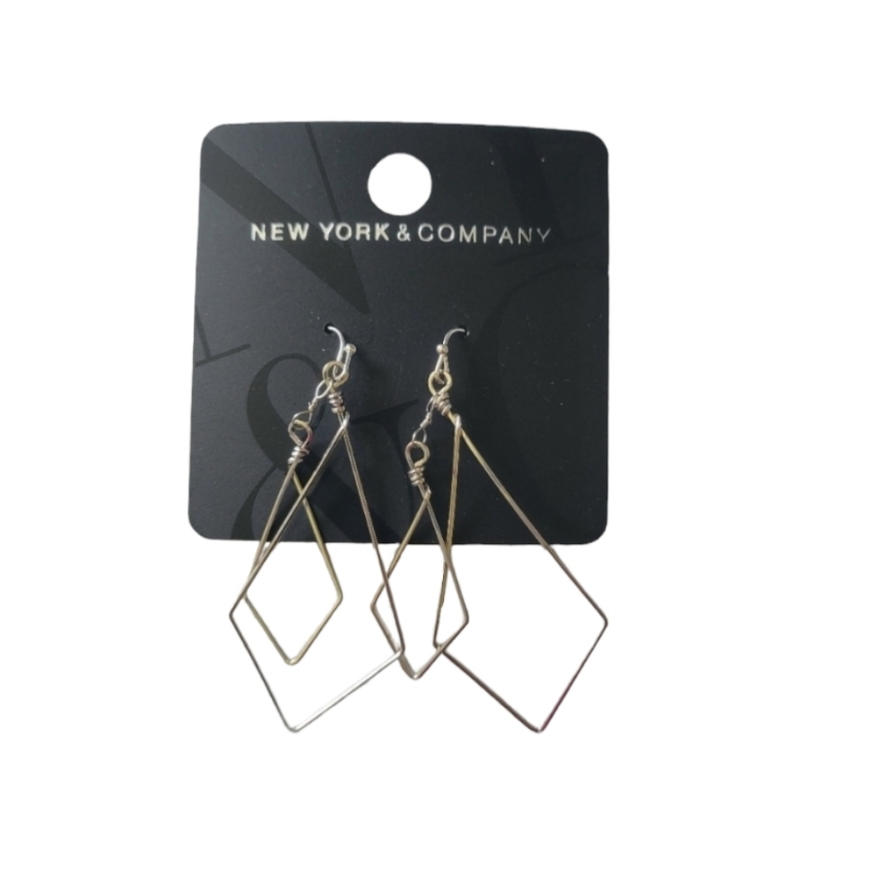 NWT New York & Company Silver Geometric Dangle Earrings
